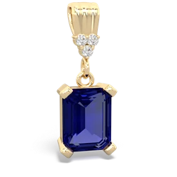 Lab Sapphire Art Deco Dangle 14K Yellow Gold pendant P1937