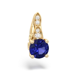 Lab Sapphire Antique Elegance 14K Yellow Gold pendant P3100