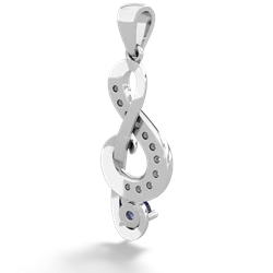 Lab Sapphire G-Clef Music 14K White Gold pendant P5830