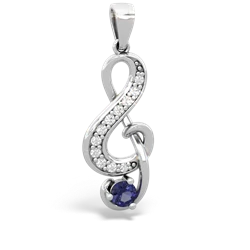 Lab Sapphire G-Clef Music 14K White Gold pendant P5830