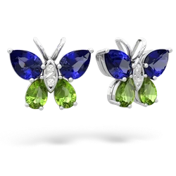 Lab Sapphire Butterfly 14K White Gold earrings E2215
