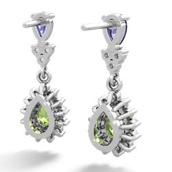 Lab Sapphire Halo Pear Dangle 14K White Gold earrings E1882