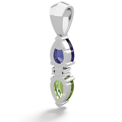 Lab Sapphire Bowtie Drop 14K White Gold pendant P0865