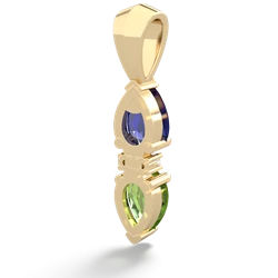 Lab Sapphire Bowtie Drop 14K Yellow Gold pendant P0865