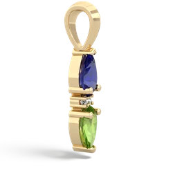 Lab Sapphire Bowtie Drop 14K Yellow Gold pendant P0865