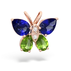 Lab Sapphire Butterfly 14K Rose Gold pendant P2215