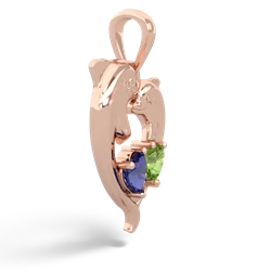 Lab Sapphire Dolphin Heart 14K Rose Gold pendant P5820