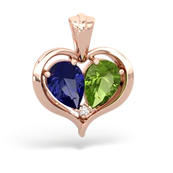 Lab Sapphire Two Become One 14K Rose Gold pendant P5330