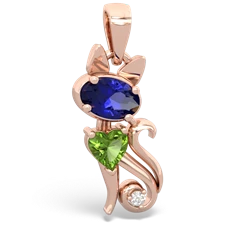 Lab Sapphire Kitten 14K Rose Gold pendant P5780