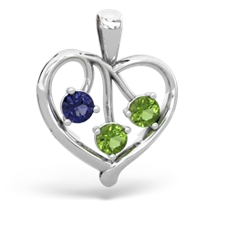 Lab Sapphire Glowing Heart 14K White Gold pendant P2233