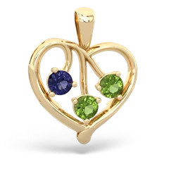 Lab Sapphire Glowing Heart 14K Yellow Gold pendant P2233