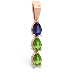 Lab Sapphire Dew Drops 14K Rose Gold pendant P2251