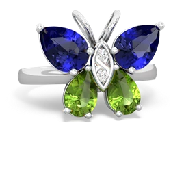 Lab Sapphire Butterfly 14K White Gold ring R2215