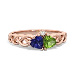 Lab Sapphire Heart To Heart Braid 14K Rose Gold ring R5870