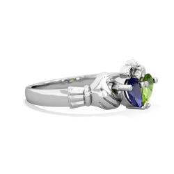 Lab Sapphire 'Our Heart' Claddagh 14K White Gold ring R2388