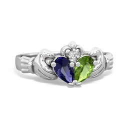 Lab Sapphire 'Our Heart' Claddagh 14K White Gold ring R2388