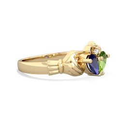 Lab Sapphire 'Our Heart' Claddagh 14K Yellow Gold ring R2388