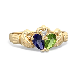 Lab Sapphire 'Our Heart' Claddagh 14K Yellow Gold ring R2388