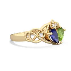 Lab Sapphire 'One Heart' Celtic Knot Claddagh 14K Yellow Gold ring R5322