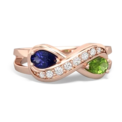 Lab Sapphire Diamond Infinity 14K Rose Gold ring R5390