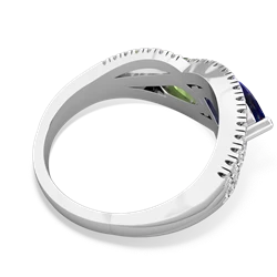 Lab Sapphire Diamond Rivers 14K White Gold ring R3070