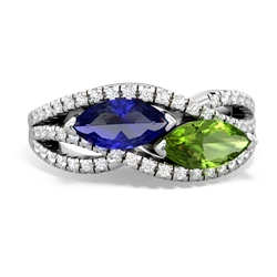 Lab Sapphire Diamond Rivers 14K White Gold ring R3070