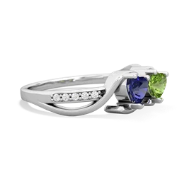 Lab Sapphire Side By Side 14K White Gold ring R3090