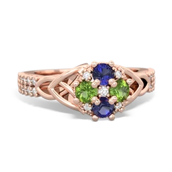 Lab Sapphire Celtic Knot Cluster Engagement 14K Rose Gold ring R26443RD