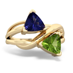 Lab Sapphire Split Band Swirl 14K Yellow Gold ring R2341