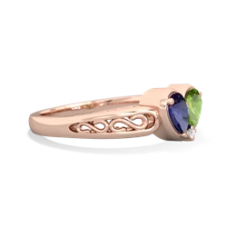 Lab Sapphire Filligree 'One Heart' 14K Rose Gold ring R5070