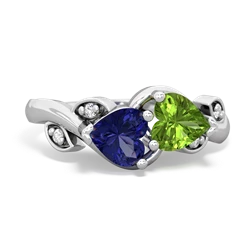 Lab Sapphire Floral Elegance 14K White Gold ring R5790