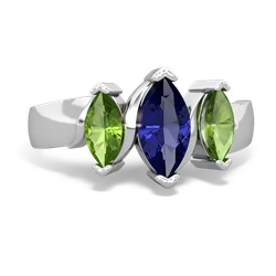 Lab Sapphire Three Peeks 14K White Gold ring R2433