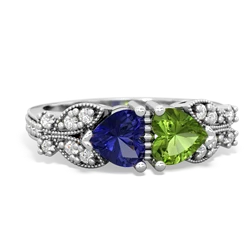 Lab Sapphire Diamond Butterflies 14K White Gold ring R5601