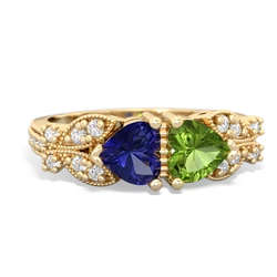 Lab Sapphire Diamond Butterflies 14K Yellow Gold ring R5601