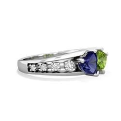 Lab Sapphire Heart To Heart 14K White Gold ring R3342