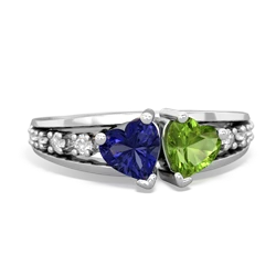 Lab Sapphire Heart To Heart 14K White Gold ring R3342