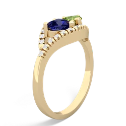 Lab Sapphire Mother And Child 14K Yellow Gold ring R3010