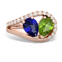 Lab Sapphire Nestled Heart Keepsake 14K Rose Gold ring R5650