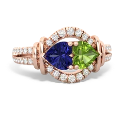 Lab Sapphire Art-Deco Keepsake 14K Rose Gold ring R5630