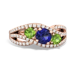 Lab Sapphire Three Stone Aurora 14K Rose Gold ring R3080