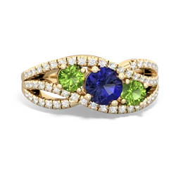 Lab Sapphire Three Stone Aurora 14K Yellow Gold ring R3080