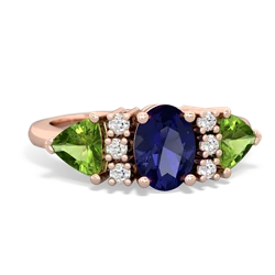 Lab Sapphire Antique Style Three Stone 14K Rose Gold ring R2186