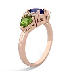 Lab Sapphire Antique Style Three Stone 14K Rose Gold ring R2186