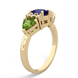 Lab Sapphire Antique Style Three Stone 14K Yellow Gold ring R2186