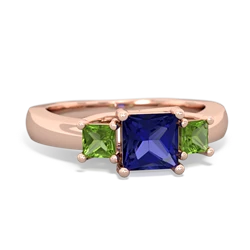 Lab Sapphire Three Stone Trellis 14K Rose Gold ring R4015