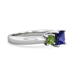 Lab Sapphire Three Stone Trellis 14K White Gold ring R4015