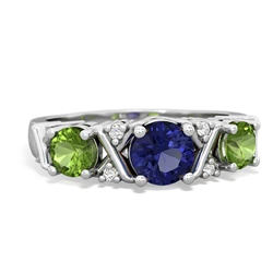 Lab Sapphire Hugs And Kisses 14K White Gold ring R5016