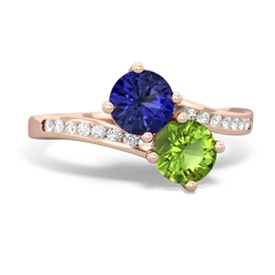 Lab Sapphire Channel Set Two Stone 14K Rose Gold ring R5303