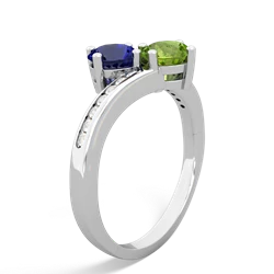 Lab Sapphire Channel Set Two Stone 14K White Gold ring R5303