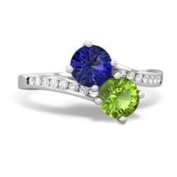 Lab Sapphire Channel Set Two Stone 14K White Gold ring R5303